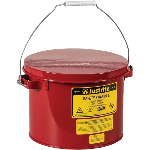 1.5 Gallon Red Steel Swab Pail W/ Dasher Plate & Hinged Cover 2 1.5 Gallon Red Steel Swab Pail W/ Dasher Plate & Hinged Cover - Image 2