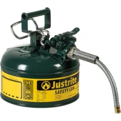 1 Gallon, Type II Steel Safety Can W/5/8" Dia. Hose For Flammables, Green