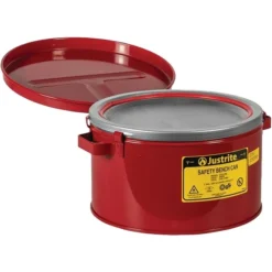 2 Gallon Red Steel Bench Can W/ Dasher & Hinged Cover