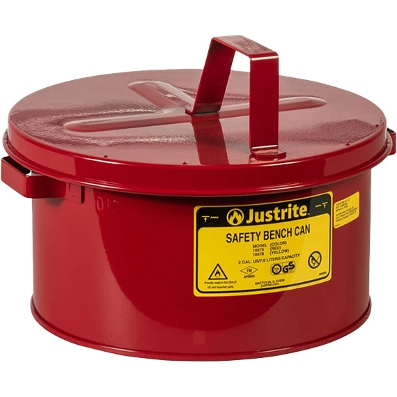 2 Gallon Red Steel Bench Can W/ Dasher & Hinged Cover 2 2 Gallon Red Steel Bench Can W/ Dasher & Hinged Cover - Image 2