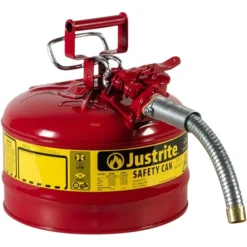 2.5 Gallon, Type II Steel Safety Can W/1" Dia. Hose For Flammables, Red