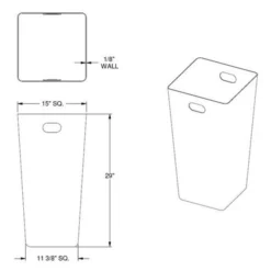 22 Gallon Yellow Square Trash Receptacle, 11.5" Opening Lid -LOUS Supplies Shop 22 gallon liner 19