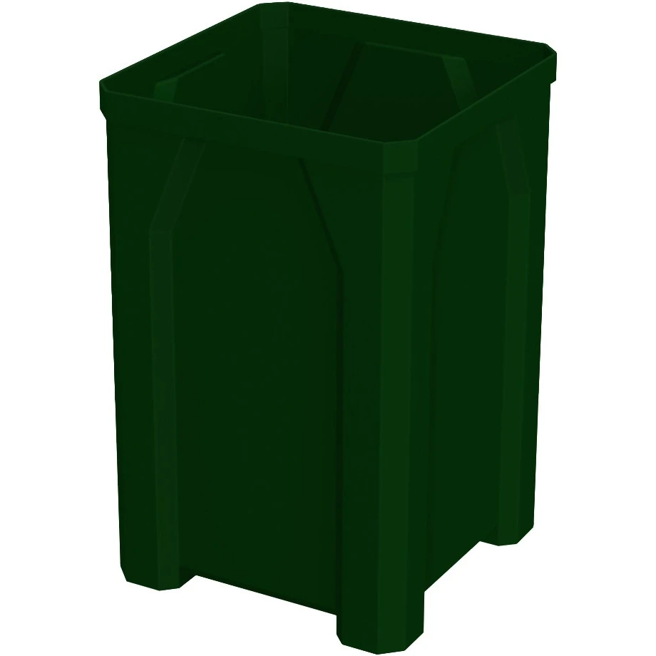 32 Gallon Green Square Trash Receptacle, Swing Top Lid 2 32 Gallon Green Square Trash Receptacle, Swing Top Lid - Image 2