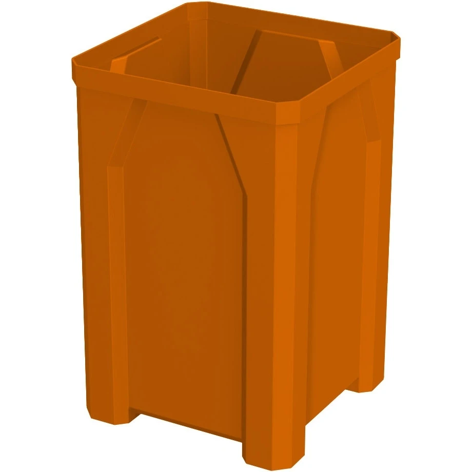 32 Gallon Orange Square Trash Receptacle, Bug Barrier Lid 2 32 Gallon Orange Square Trash Receptacle, Bug Barrier Lid - Image 2