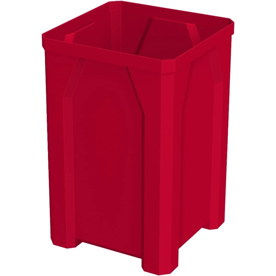 32 Gallon Red Square Trash Receptacle, Bug Barrier Lid 2 32 Gallon Red Square Trash Receptacle, Bug Barrier Lid - Image 2