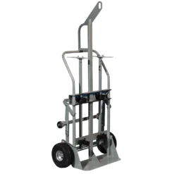 Double Gas Cylinder Hand Truck W/Hoist Ring, 10.5" Pneumatic Wheels, Rear Casters