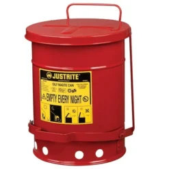 6 Gallon Red Oily Waste Can, Foot Operated Self-Closing Cover