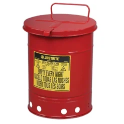 10 Gallon Red Oily Waste Can, Hand-Operated Cover