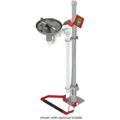 Eyewash Station, Pedestal Mount, Galvanized Pipe, Open Stainless Steel Bowl