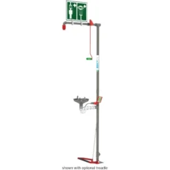 Combination Safety Shower W/ Eyewash Station, Floor Mount, Open Stainless Steel Bowl, Galvanized Pipe, Top Inlet