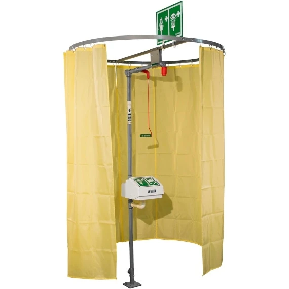 Safety Shower Modesty Curtain, Pipe Mounted 1 Safety Shower Modesty Curtain, Pipe Mounted