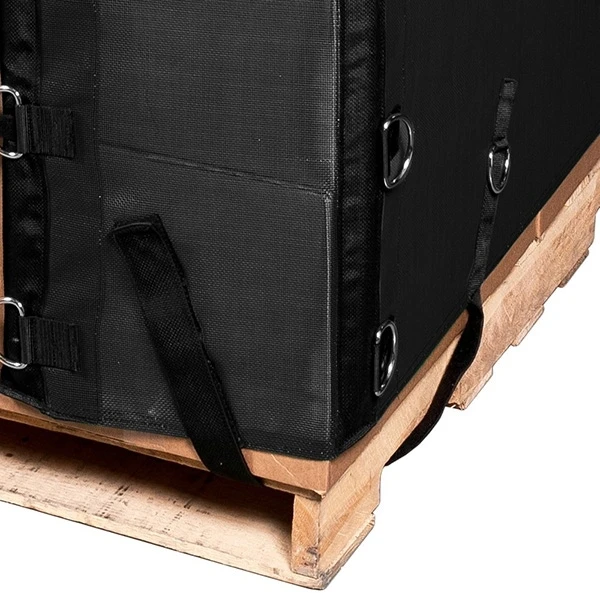 4' Black Reusable Pallet Wrap Cover W/Corner Pallet Straps 2 4' Black Reusable Pallet Wrap Cover W/Corner Pallet Straps - Image 2