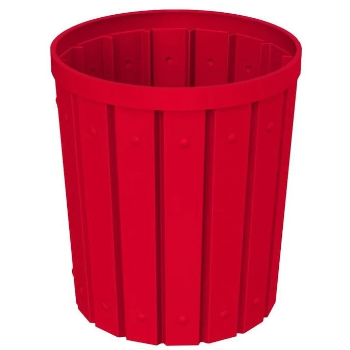 42 Gallon Red Slatted Trash Receptacle, Swing Top Lid 2 42 Gallon Red Slatted Trash Receptacle, Swing Top Lid - Image 2
