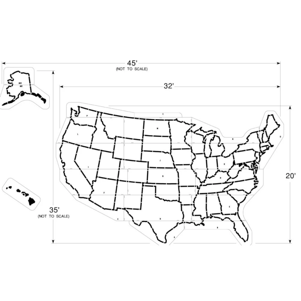 US Map Playground Stencil, 20' High, 1/8" Thick 1 US Map Playground Stencil, 20' High, 1/8" Thick
