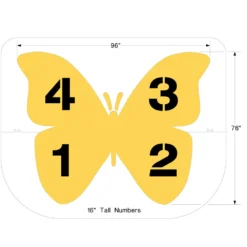 Butterfly Four Square Playground Stencil, 76" High, 1/8" Thick