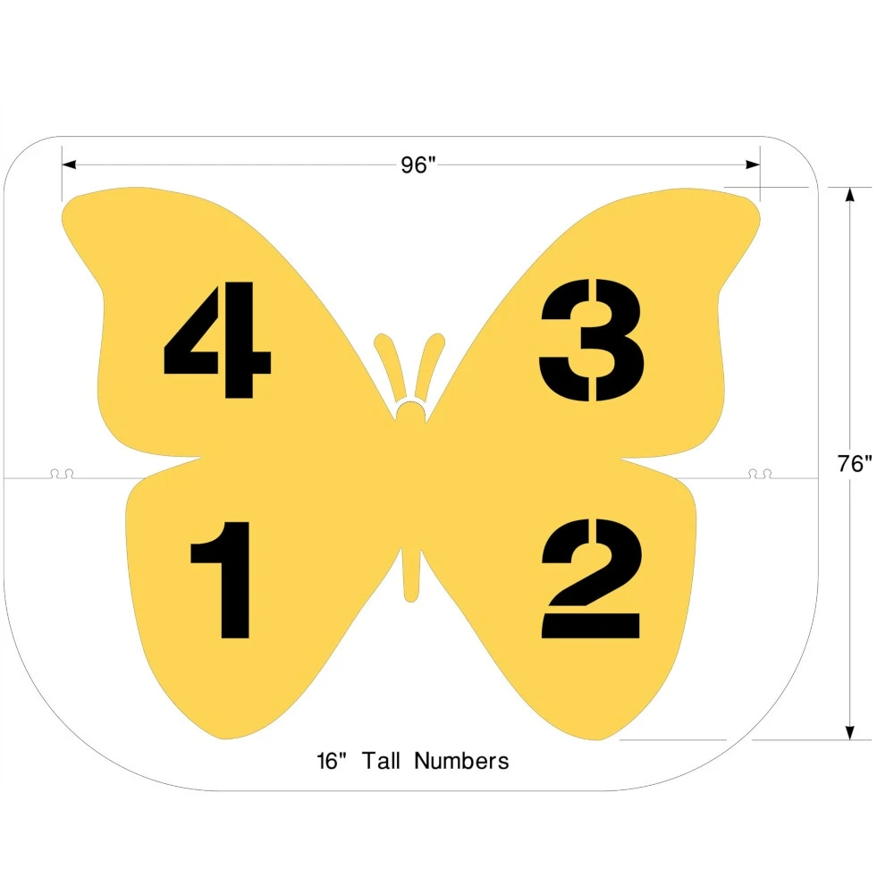 Butterfly Four Square Playground Stencil, 76" High, 1/8" Thick 1 Butterfly Four Square Playground Stencil, 76" High, 1/8" Thick