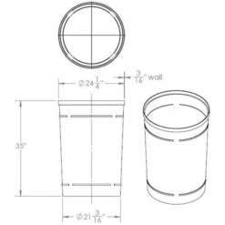 55 Gallon Yellow Trash Receptacle, Funnel Top Bug Barrier Lid -LOUS Supplies Shop 55 gallon trash receptacle 63