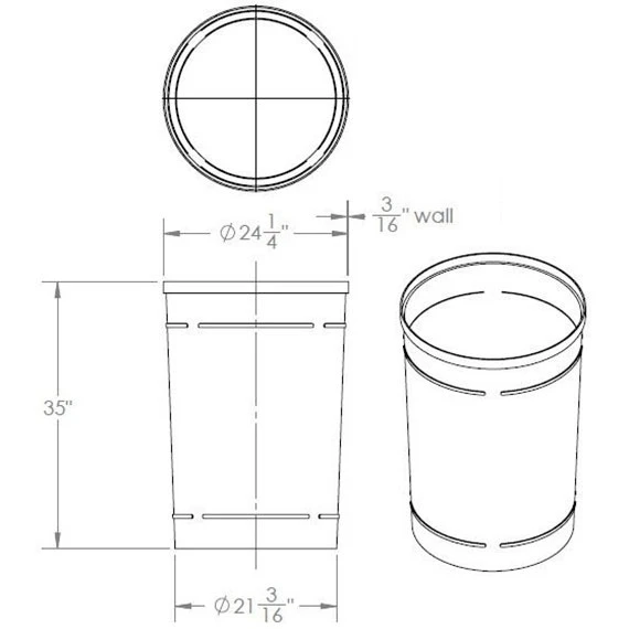 55 Gallon Blue Trash Receptacle, 2-Way Open Lid 6 55 Gallon Blue Trash Receptacle, 2-Way Open Lid - Image 6
