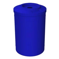55 Gallon Blue Recycling Receptacle, Flat Top 4" Opening