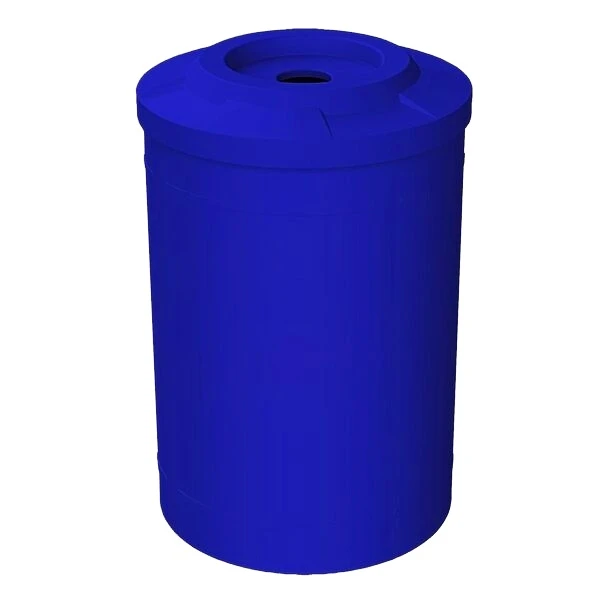 55 Gallon Blue Recycling Receptacle, Flat Top 4" Opening 1 55 Gallon Blue Recycling Receptacle, Flat Top 4" Opening