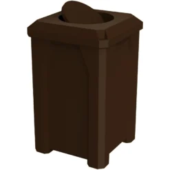 32 Gallon Brown Square Trash Receptacle, Bug Barrier Lid