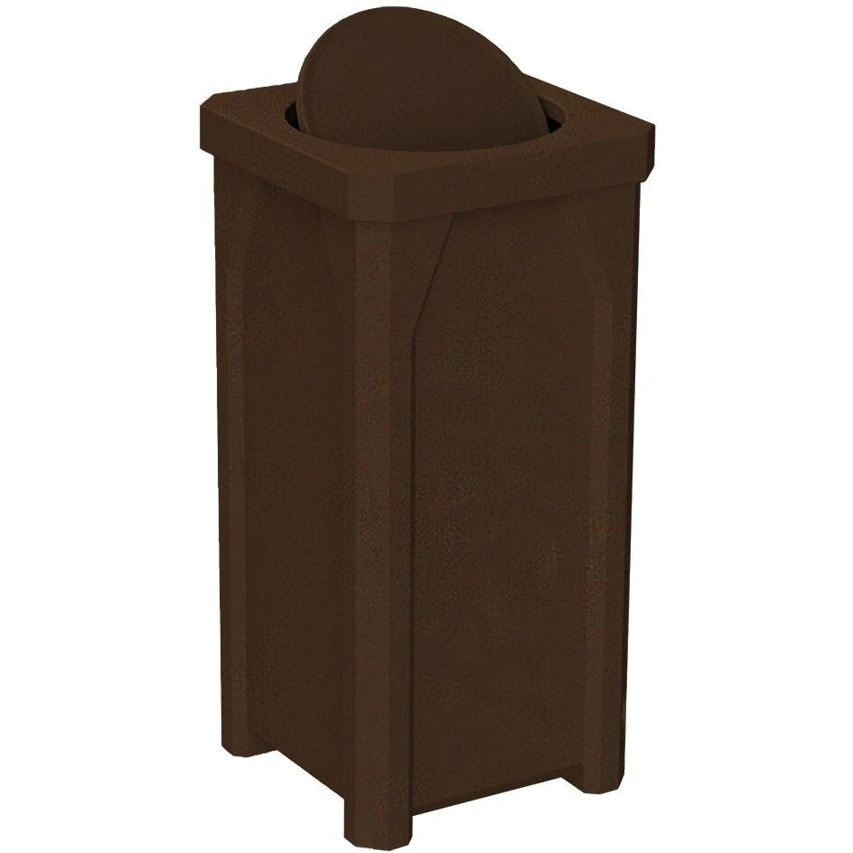 22 Gallon Brown Granite Square Trash Receptacle, Bug Barrier Lid 1 22 Gallon Brown Granite Square Trash Receptacle, Bug Barrier Lid