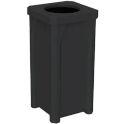 22 Gallon Black Square Trash Receptacle, 11.5" Opening Lid