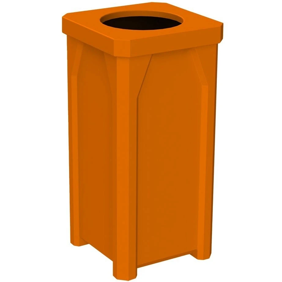 22 Gallon Orange Square Trash Receptacle, 11.5" Opening Lid 1 22 Gallon Orange Square Trash Receptacle, 11.5" Opening Lid