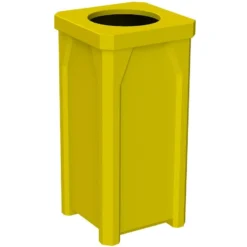 22 Gallon Yellow Square Trash Receptacle, 11.5" Opening Lid