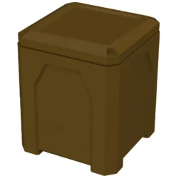 52 Gallon Brown Square Trash Receptacle, Flat Lid Dust Cover