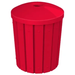42 Gallon Red Slatted Recycling Receptacle, Mushroom Top 4" Opening