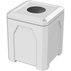 52 Gallon White Square Trash Receptacle, 11.5" Opening Lid