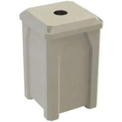 32 Gallon Beige Granite Square Recycling Receptacle, Flat Top 4" Opening