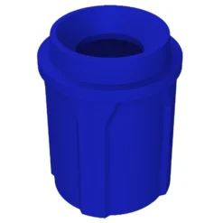 42 Gallon Blue Trash Receptacle, Funnel Top 11.5" Opening Lid