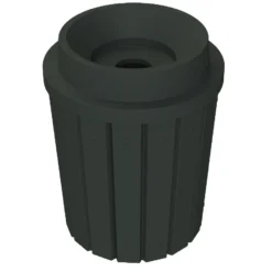 42 Gallon Black Slatted Recycling Receptacle, Funnel Top 5" Opening