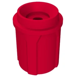 42 Gallon Red Recycling Receptacle, Funnel Top 5" Opening
