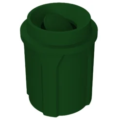 42 Gallon Green Trash Receptacle, Funnel Top Bug Barrier Lid