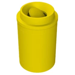 55 Gallon Yellow Trash Receptacle, Funnel Top Bug Barrier Lid