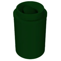 55 Gallon Green Granite Trash Receptacle, Funnel Top Bug Barrier Lid