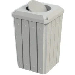 32 Gallon Light Granite Slatted Square Trash Receptacle, Bug Barrier Lid