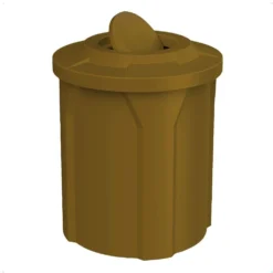 42 Gallon Brown Trash Receptacle, Flat Top Bug Barrier Lid