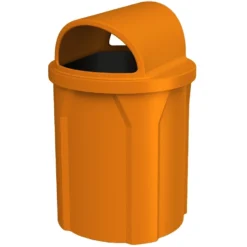 42 Gallon Orange Trash Receptacle, 2-Way Open Lid