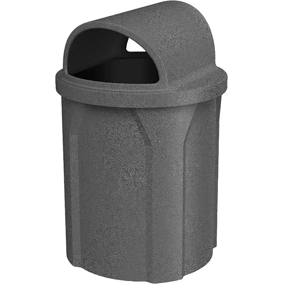 42 Gallon Dark Granite Trash Receptacle, 2-Way Open Lid 1 42 Gallon Dark Granite Trash Receptacle, 2-Way Open Lid