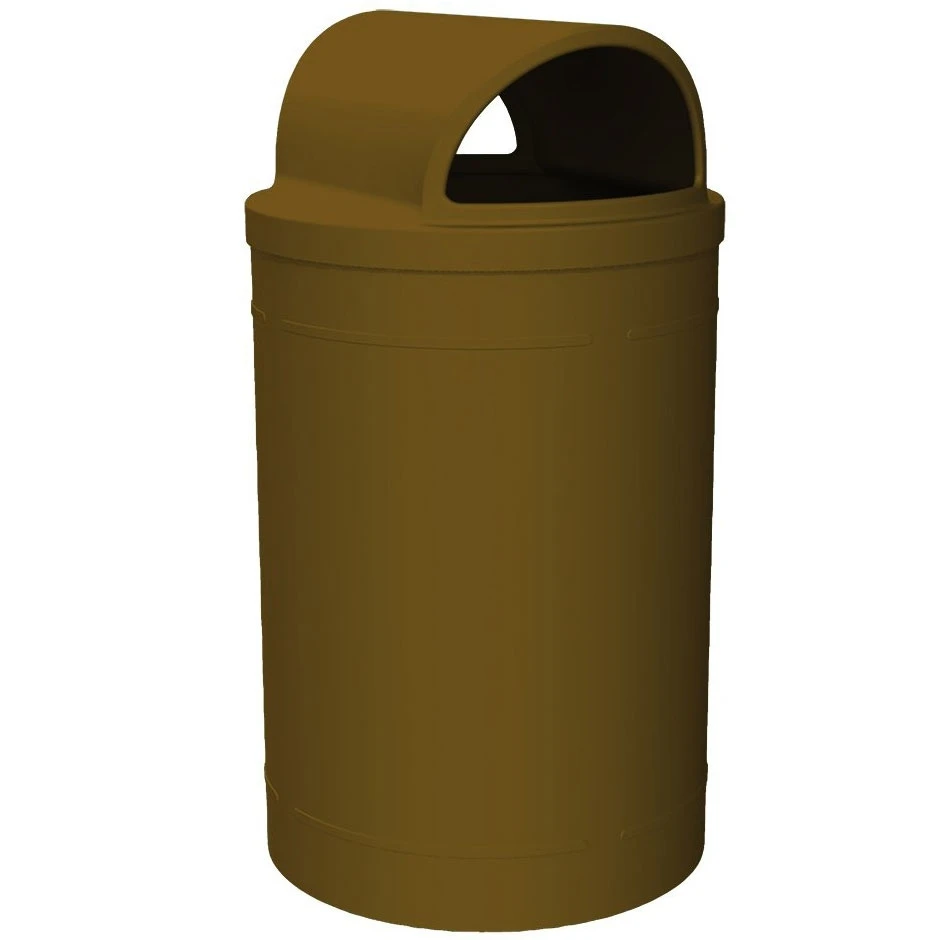 55 Gallon Brown Trash Receptacle, 2-Way Open Lid 1 55 Gallon Brown Trash Receptacle, 2-Way Open Lid