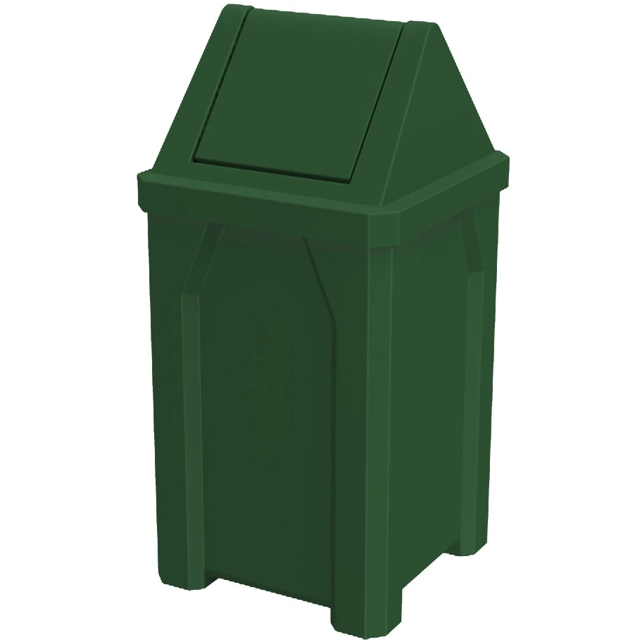 32 Gallon Green Square Trash Receptacle, Swing Top Lid 1 32 Gallon Green Square Trash Receptacle, Swing Top Lid