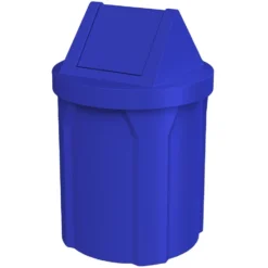 42 Gallon Blue Trash Receptacle, Swing Top Lid