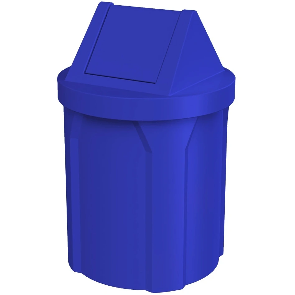 42 Gallon Blue Trash Receptacle, Swing Top Lid 1 42 Gallon Blue Trash Receptacle, Swing Top Lid