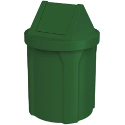 42 Gallon Green Trash Receptacle, Swing Top Lid