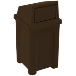 32 Gallon Brown Granite Square Trash Receptacle, Dome Top Lid