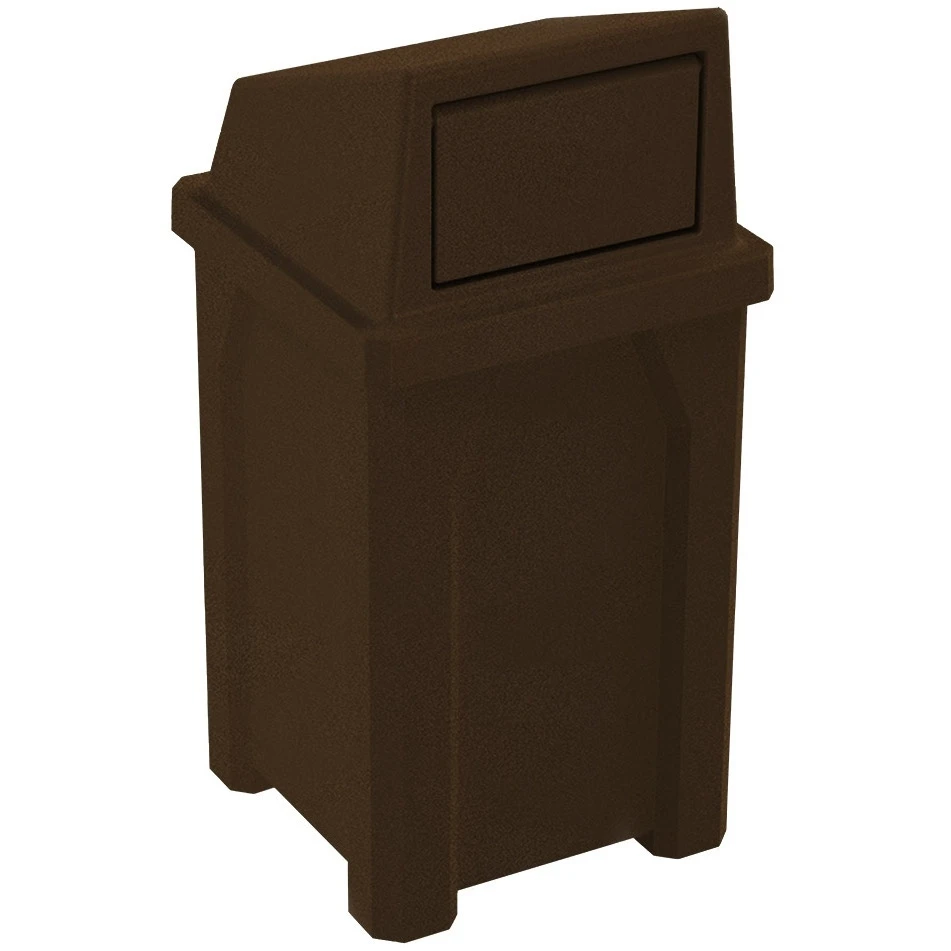 32 Gallon Brown Granite Square Trash Receptacle, Dome Top Lid 1 32 Gallon Brown Granite Square Trash Receptacle, Dome Top Lid